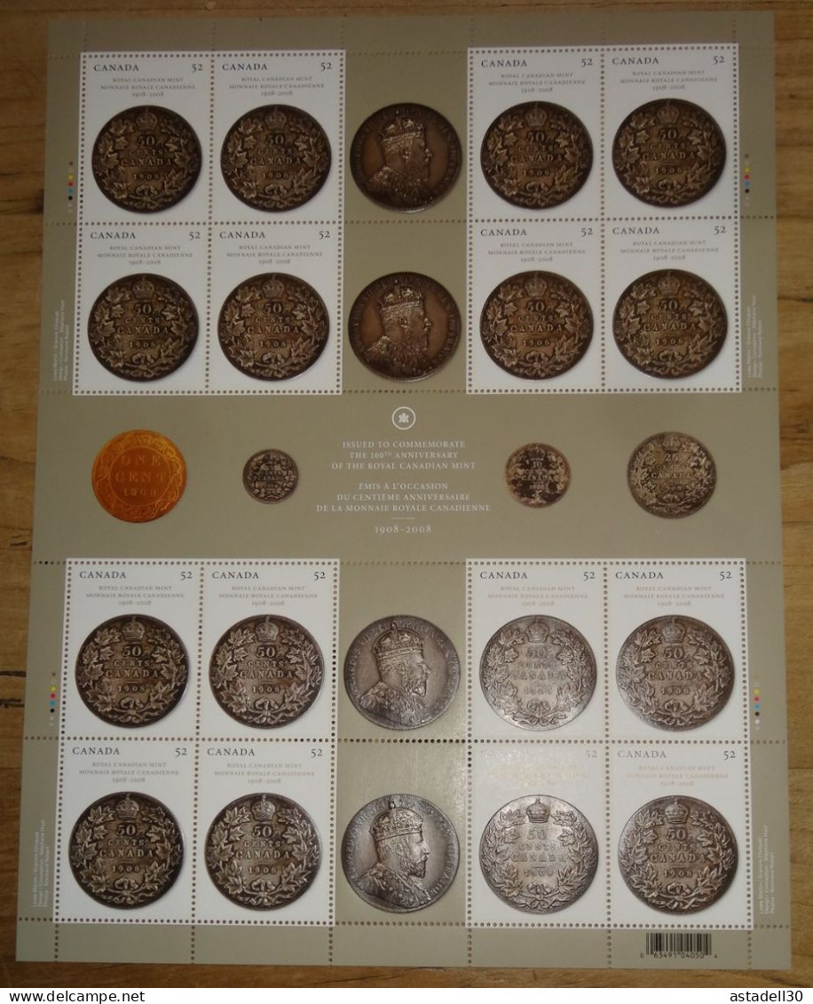 Feuille De 16, Monnaie Royale Canadienne; Royal Canadian Mint; Sheet Of 16; 2008 ........... CL9 - Feuilles Complètes Et Multiples