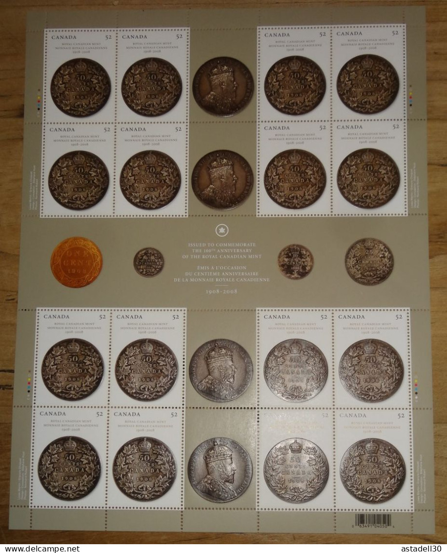 Feuille De 16, Monnaie Royale Canadienne; Royal Canadian Mint; Sheet Of 16; 2008 ........... CL9 - Fogli Completi