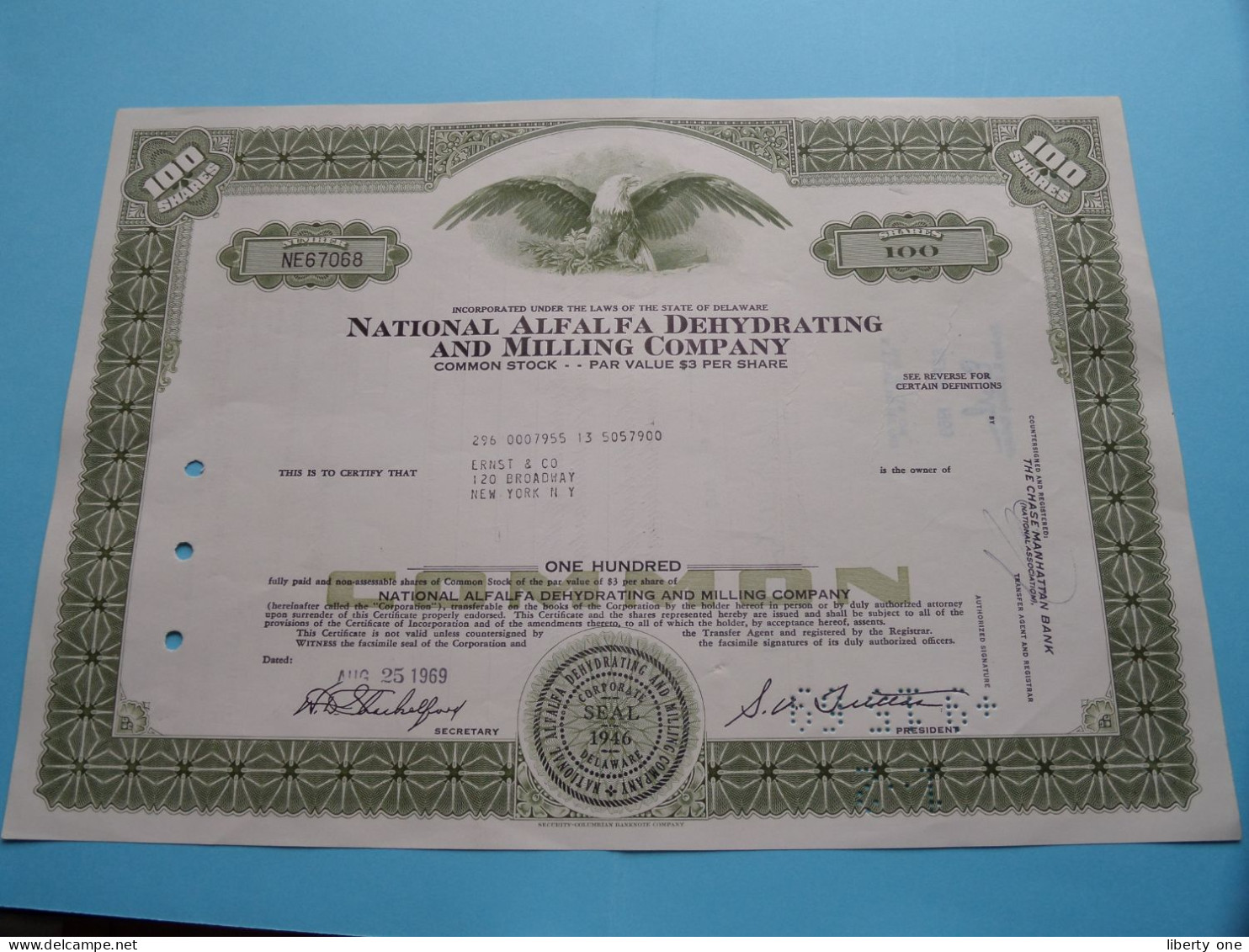 NATIONAL ALFALFA DEHYDRATING AND MILLING COMPANY - Shares - N° NE 67068 - Anno 1969 ( See / Voir Scan) USA ! - M - O