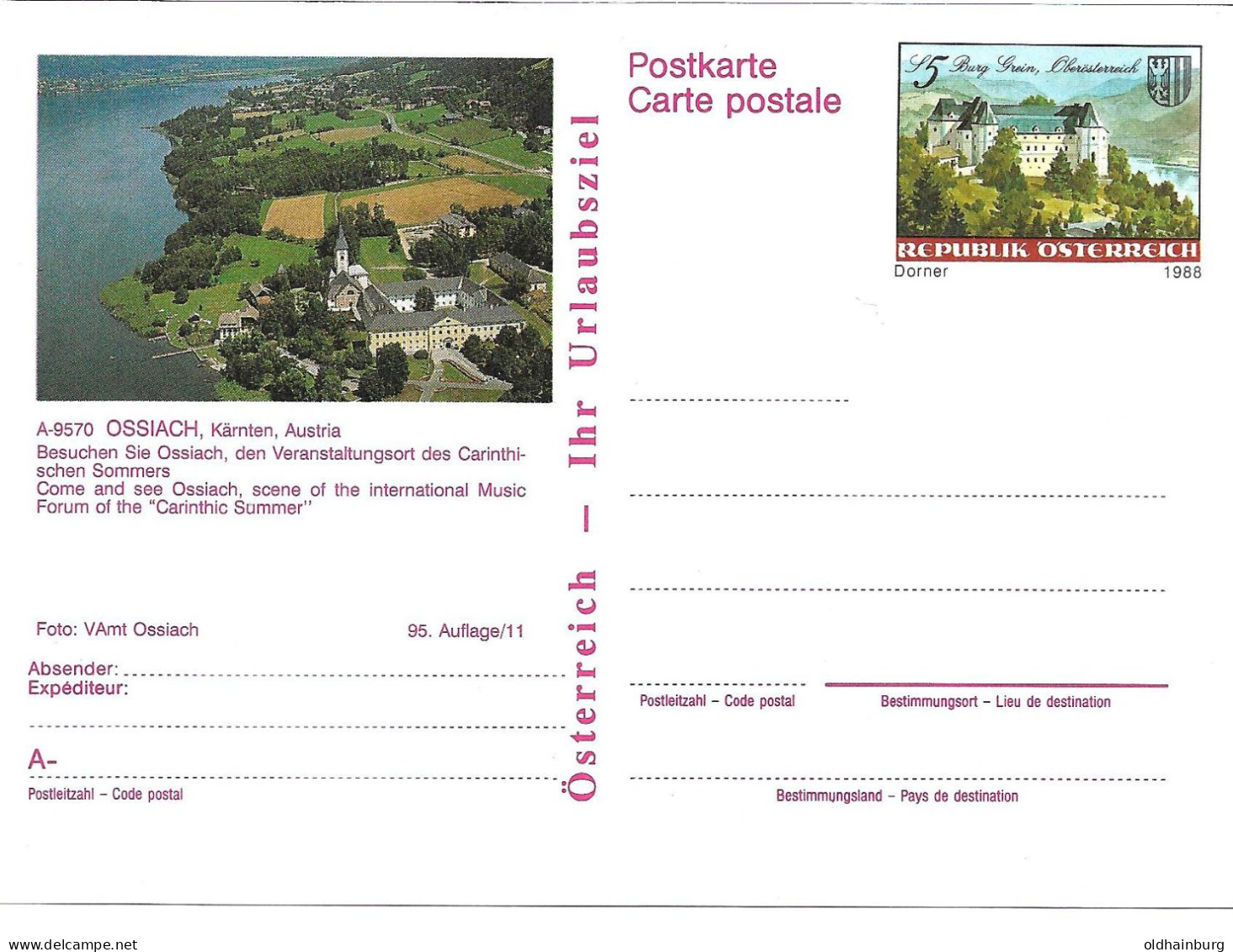 2357b: Österreich 1988, Dorner: Bildpostkarte 9570 Ossiach, Motiv Carinthischer Sommer U.a., ** - Ossiachersee-Orte