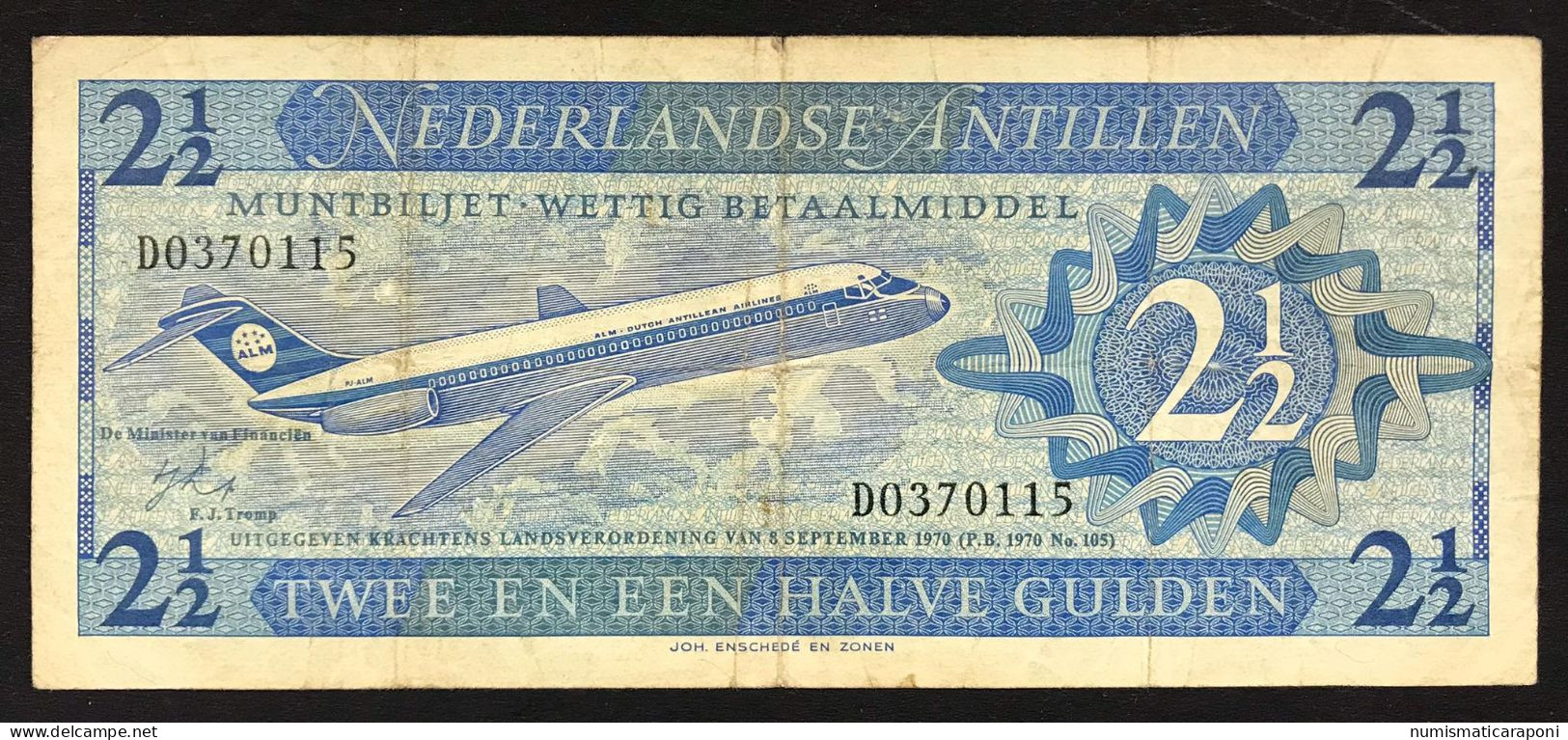 Nederlandse Antillen 2,5 Gulden Néerlandaises  Antillen 1970 2 1/2 Gulden Pick#21 Lotto 1946 - Antille Olandesi (...-1986)