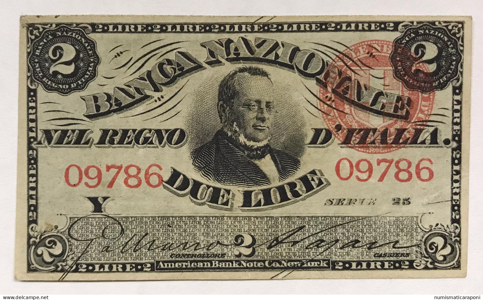 Banca Nazionale Nel Regno D'italia 2 Lire Cavour 25 07 1866 R Spl/sup Naturale  Lotto.1948 - [ 4] Vorläufige Ausgaben