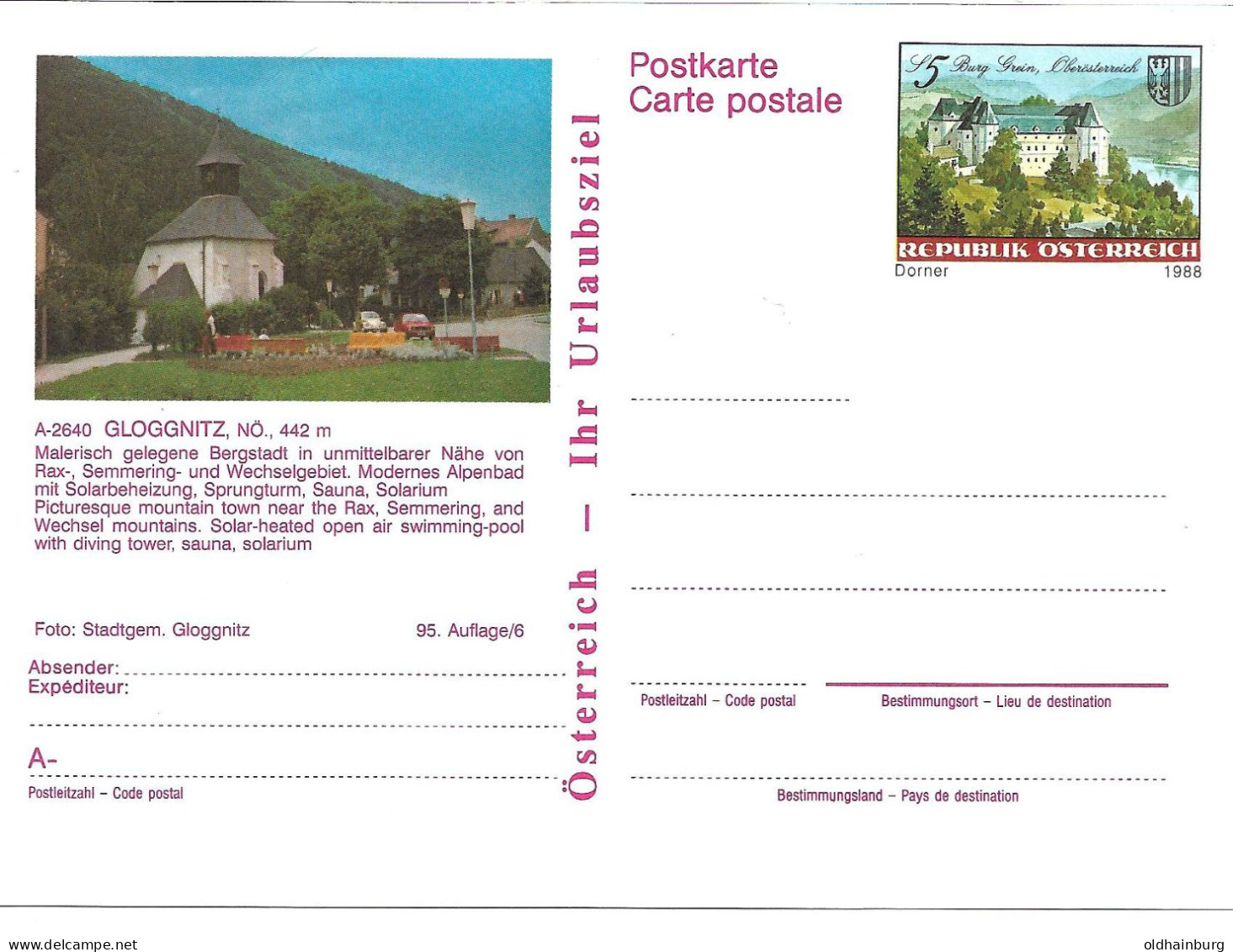 2357n: Österreich 1988, Dorner: Bildpostkarte 2640 Gloggnitz, Motiv Wechselgebiet... ** - Wechsel