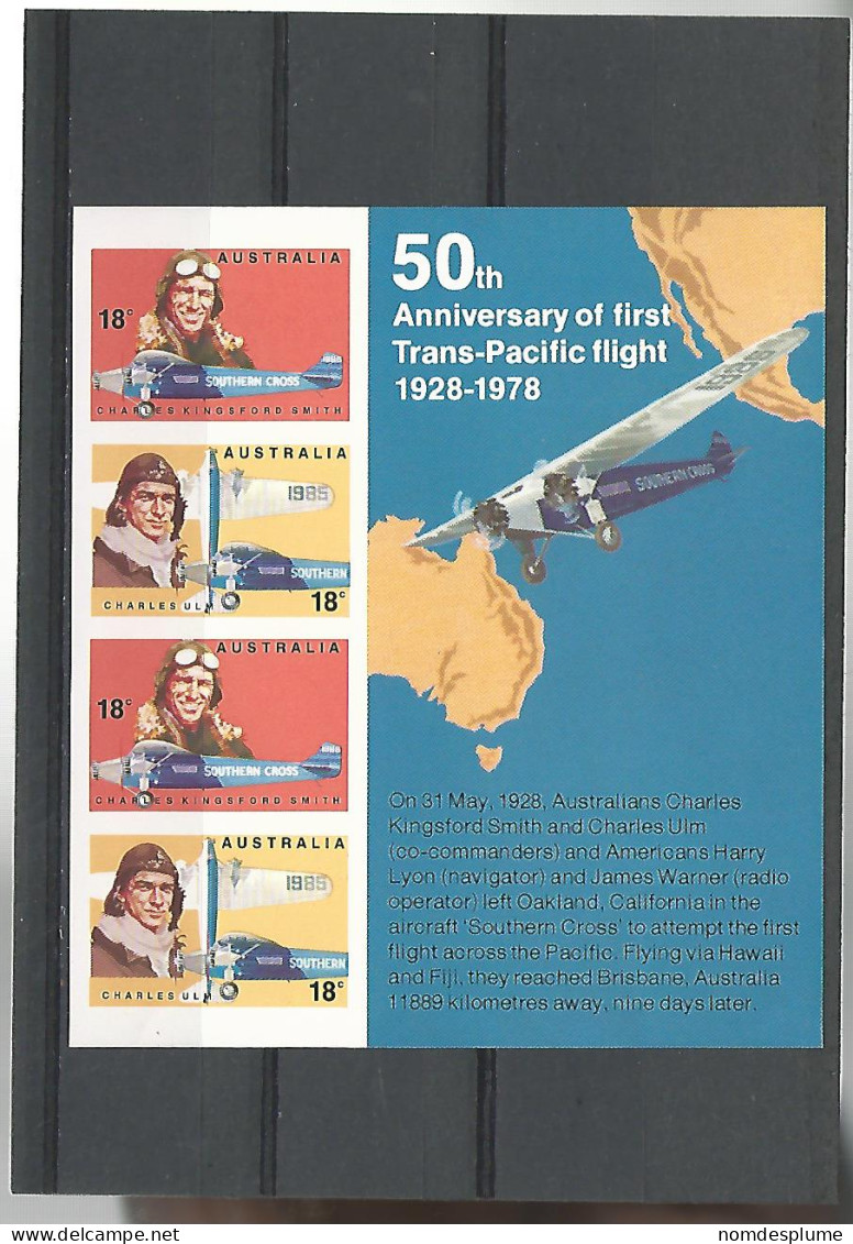 53867 ) Collection  Souvenir Sheet Australia First Trans Pacific Flight - Sammlungen