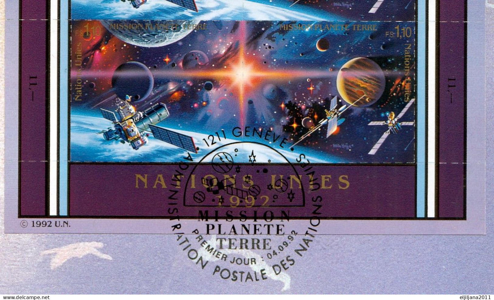 Action !! SALE !! 50 % OFF !! ⁕ UN 1992 ⁕ Mission Planete Terre Mi.219-220 International Space Year ⁕ FDC Large Envelope - FDC