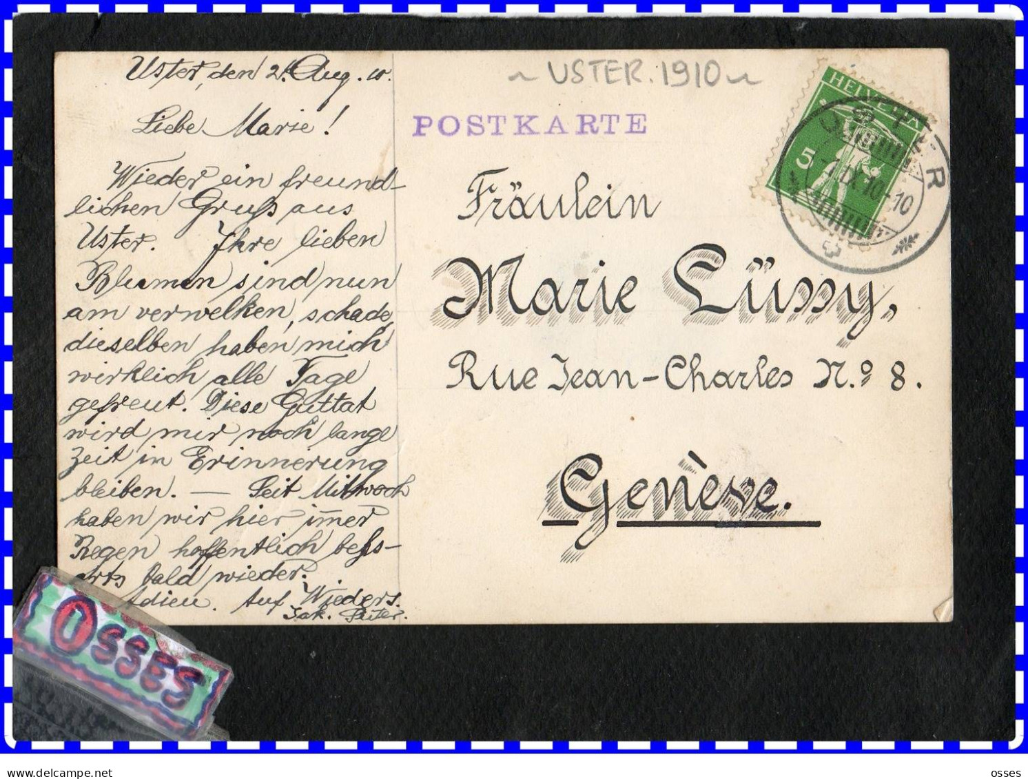 Mini Carte Zurich - Corresp./ Oblité. Uster 1910 -GRUSS à Situer..(recto Verso) - Uster