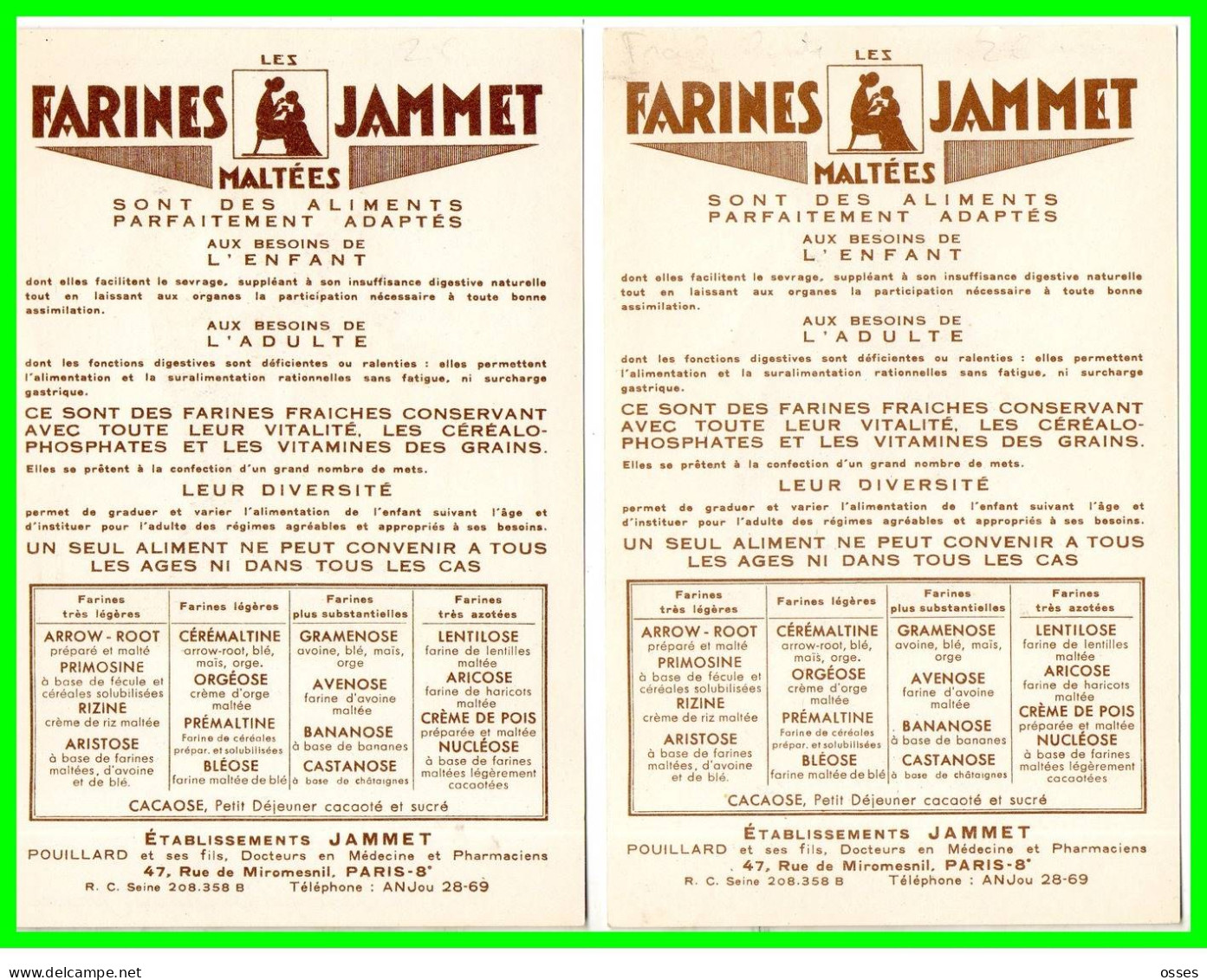 SIX C.P.A.Les Vieilles Provinces De France - Farines Jammet (rectos Versos) - Droit