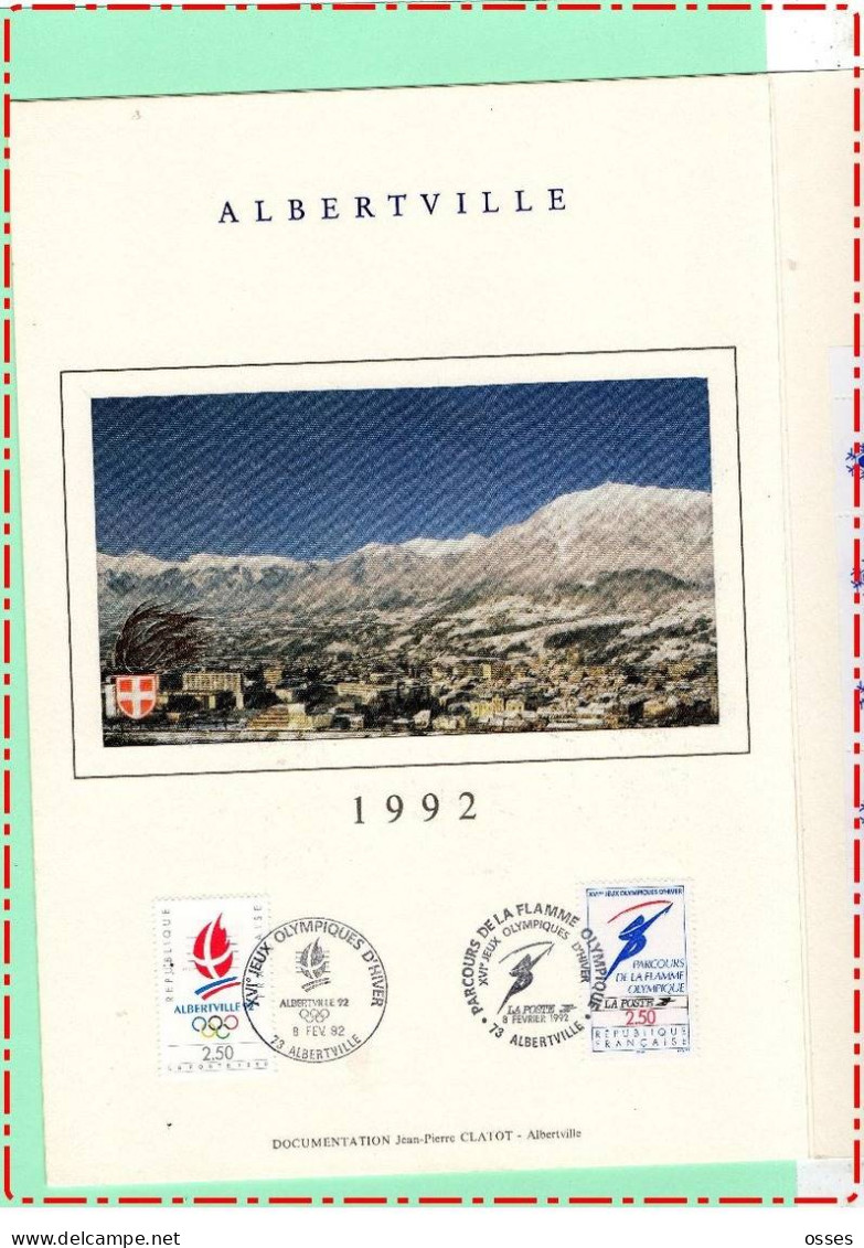 JEUX OLYMPIQUES D'HIVER SAVOIE 1992 Albertville 8 Février 92 - Covers & Documents