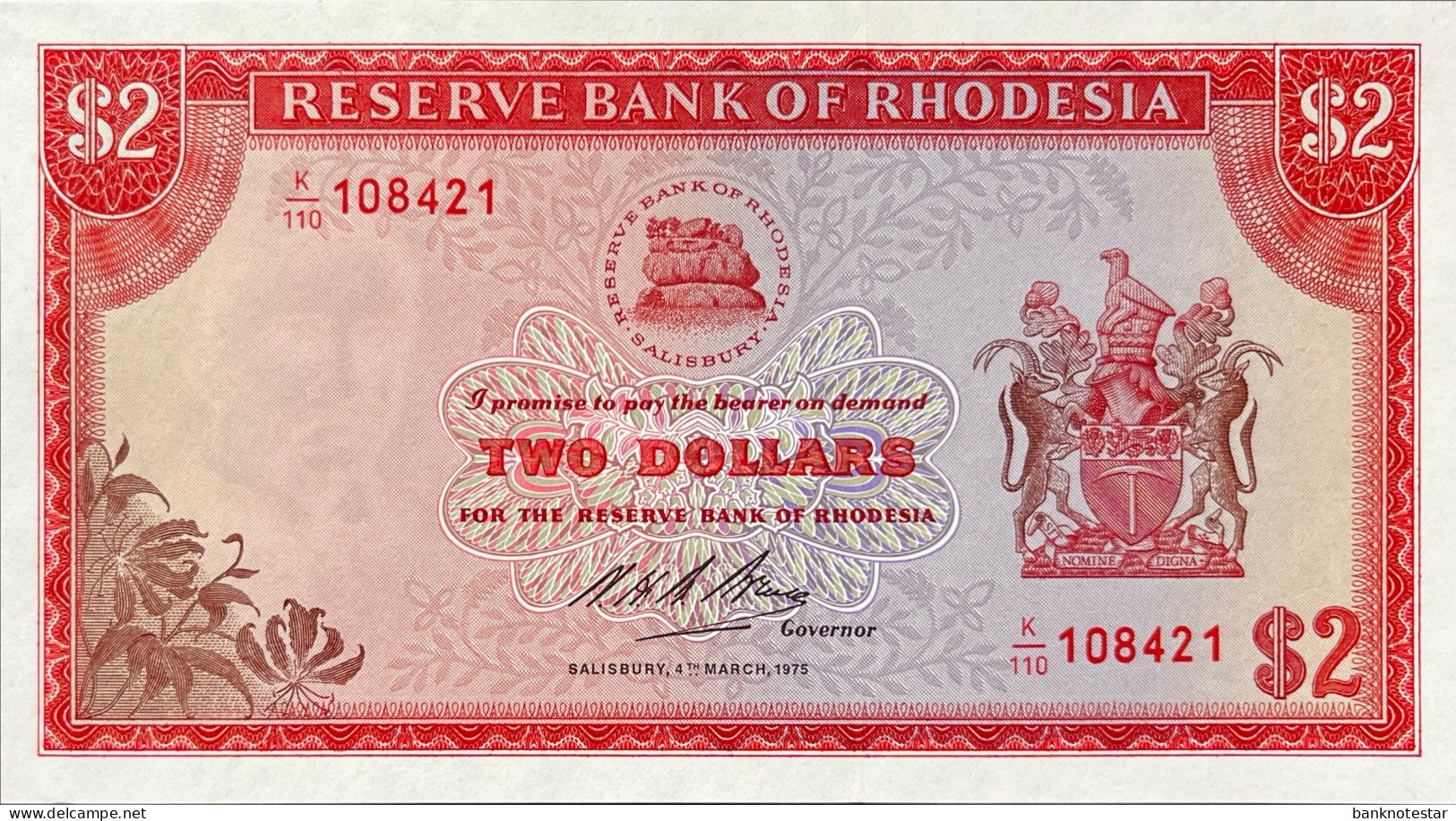 Rhodesia 2 Dollars, P-31j (4.3.1975) - UNC - Rhodesien