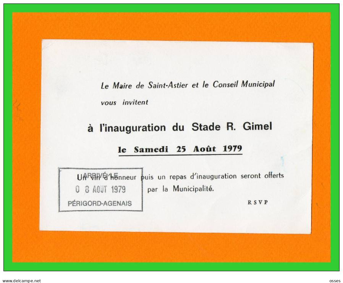 - Inauguration Du STADE R. GIMEL.Saint Astier (Dordogne) 25 Août 1979 (recto Verso) - Rugby