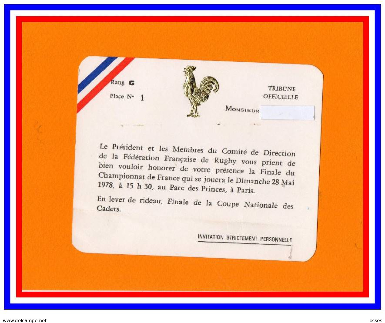 Trois Documents  Invitations Officielles FFR.(rectos Versos) - Rugby