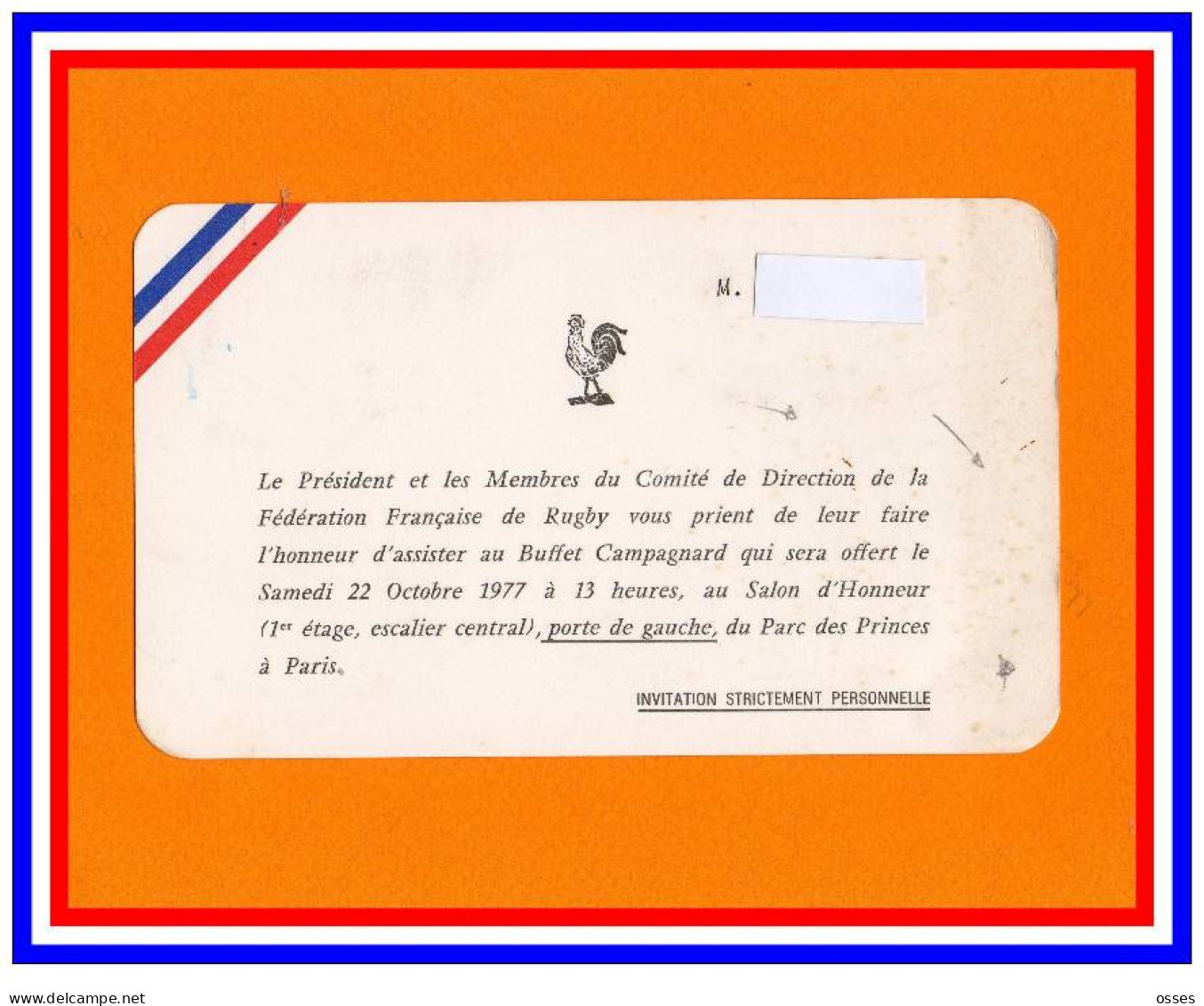 Trois Documents  Invitations Officielles FFR.(rectos Versos) - Rugby