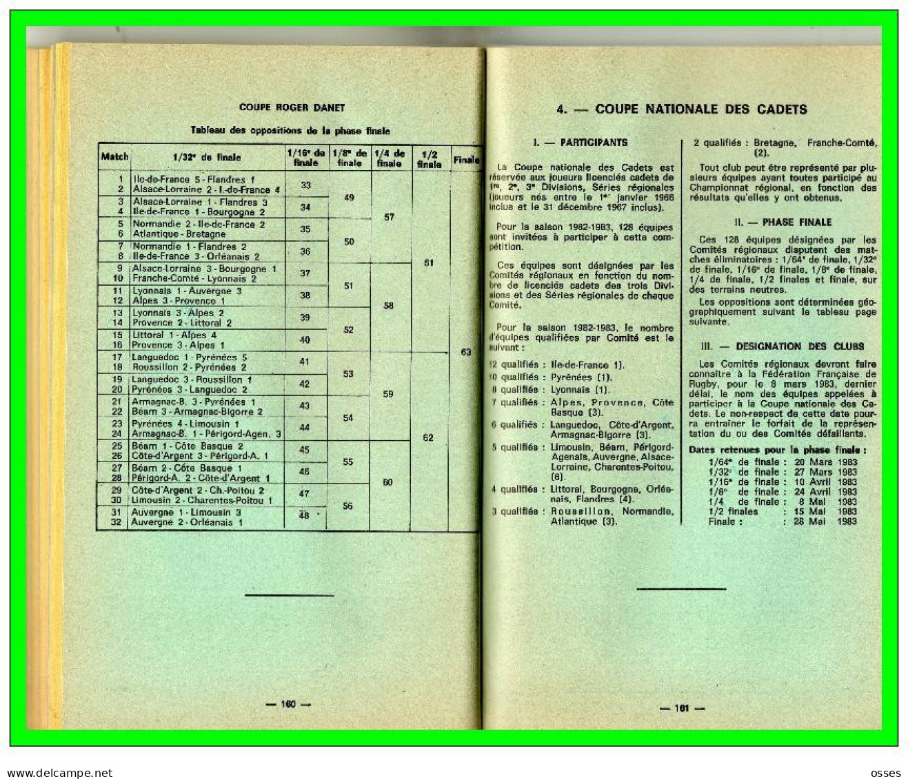 FFR  Compétitions Fédérales.Reglements/Calendrier Général Saison.1982 1983.(196 Pages)(rectos versos)