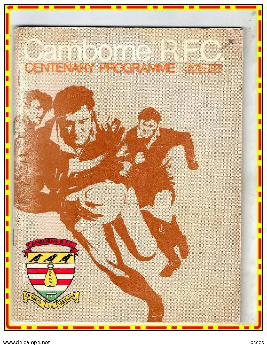 - CAMBORNE R.F.C. CENTENARY PROGRAMME 1878-1978-(92 Pages).(recto Versos) - Rugby