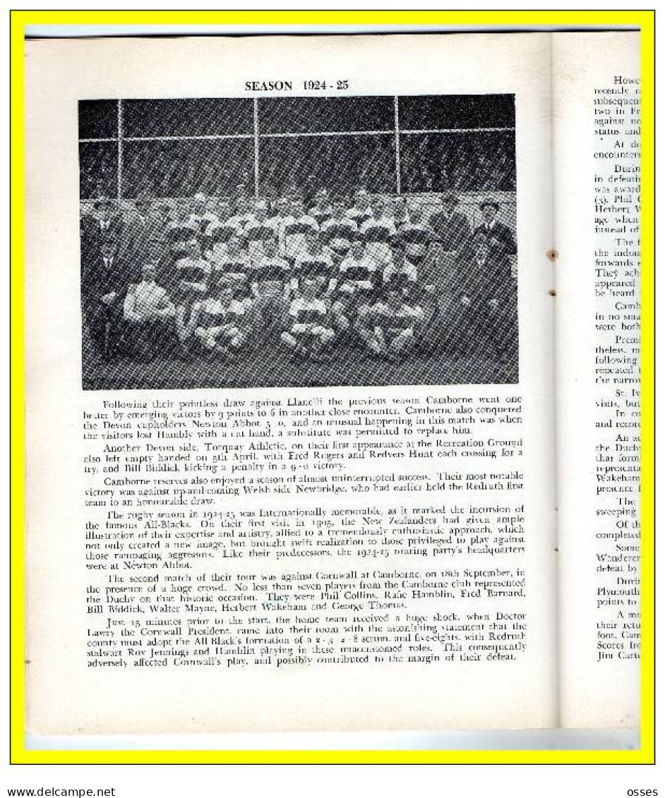 - CAMBORNE R.F.C. CENTENARY PROGRAMME 1878-1978-(92 pages).(recto versos)