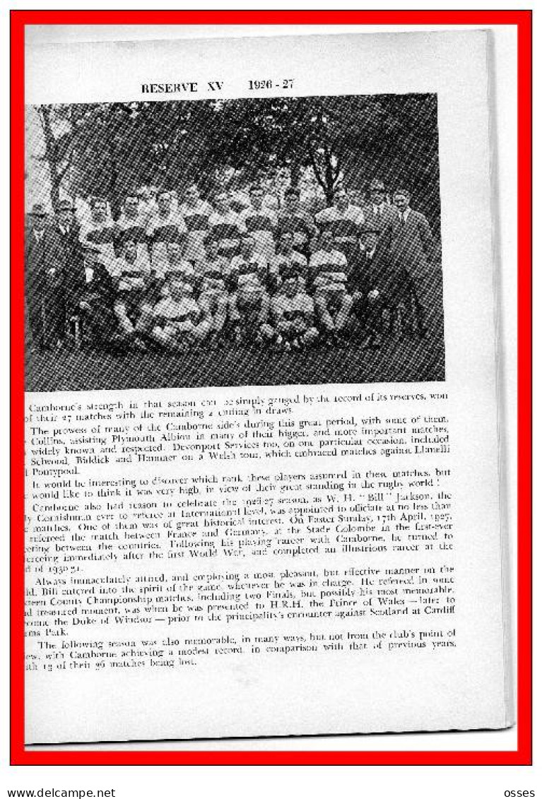 - CAMBORNE R.F.C. CENTENARY PROGRAMME 1878-1978-(92 pages).(recto versos)