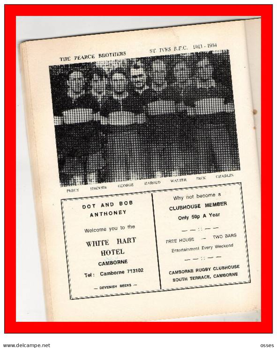 - CAMBORNE R.F.C. CENTENARY PROGRAMME 1878-1978-(92 pages).(recto versos)