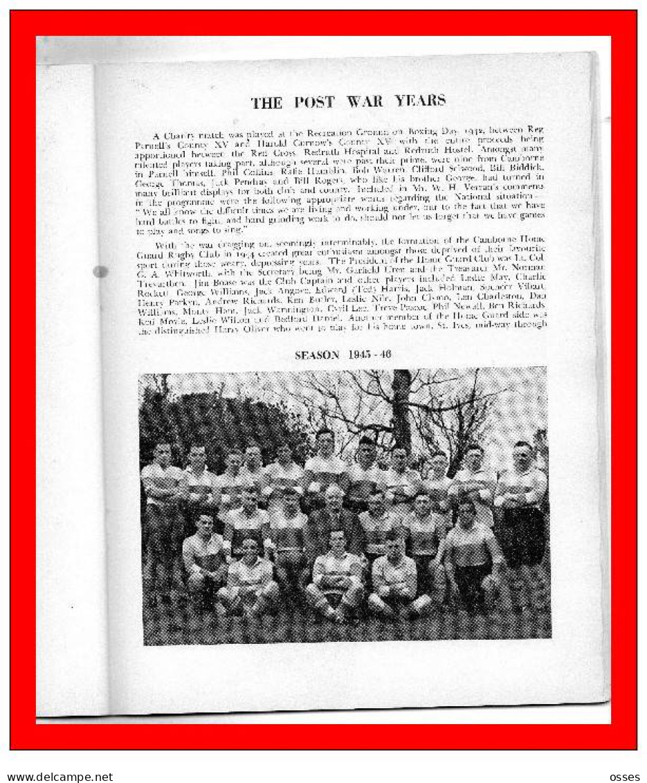 - CAMBORNE R.F.C. CENTENARY PROGRAMME 1878-1978-(92 pages).(recto versos)