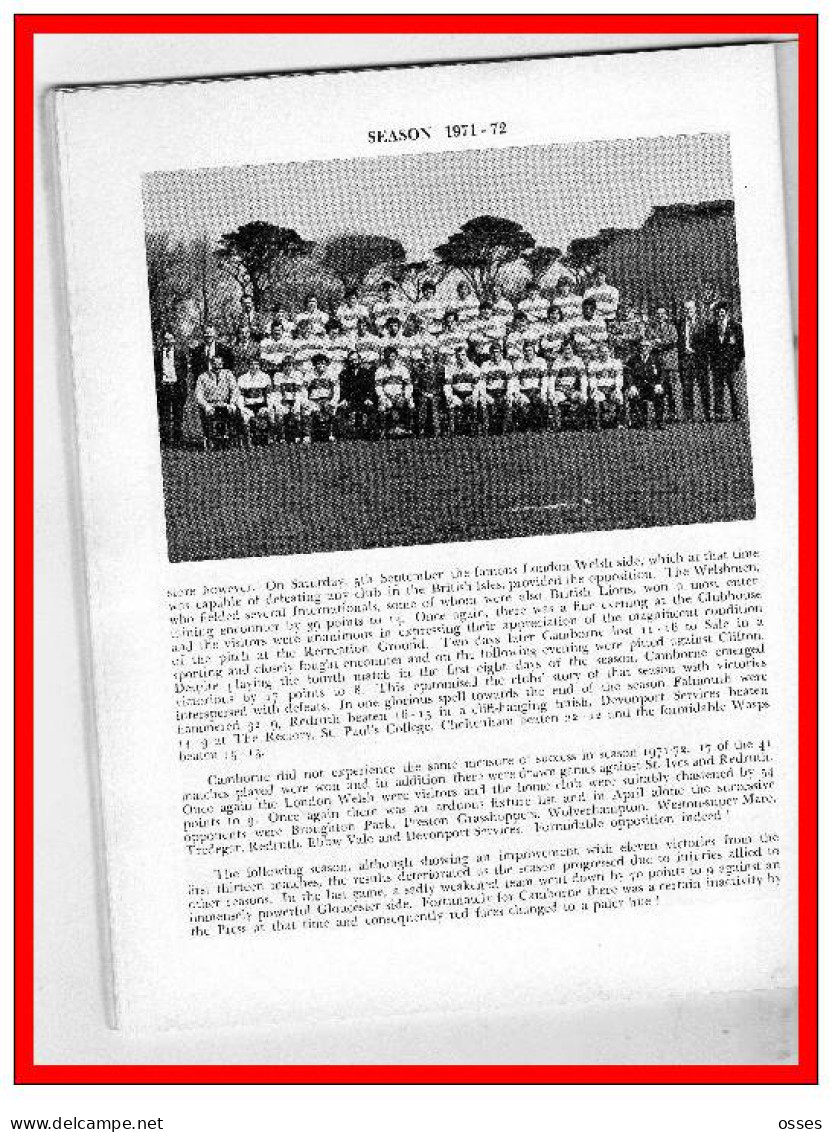 - CAMBORNE R.F.C. CENTENARY PROGRAMME 1878-1978-(92 pages).(recto versos)