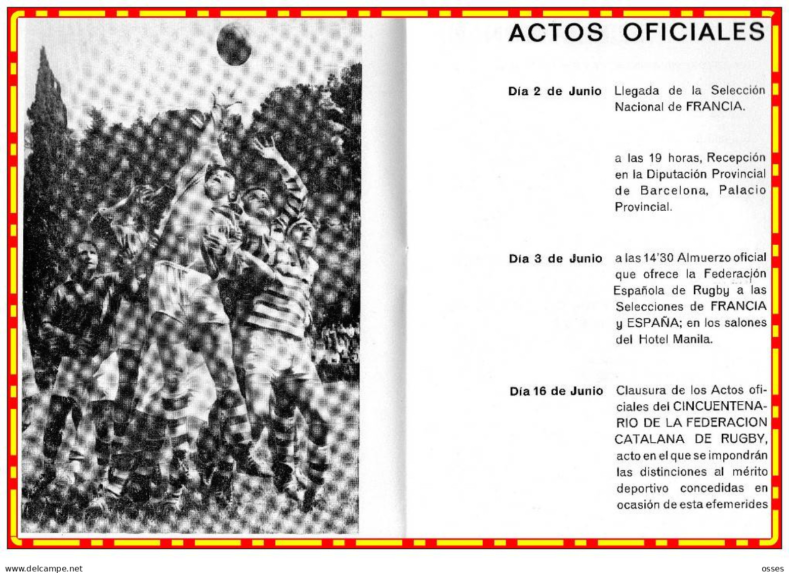 - FEDERATION CATALANA De RUGBY 1922-1972 "Tournoi Du Cinquantenaire" (rectos Versos) - Rugby