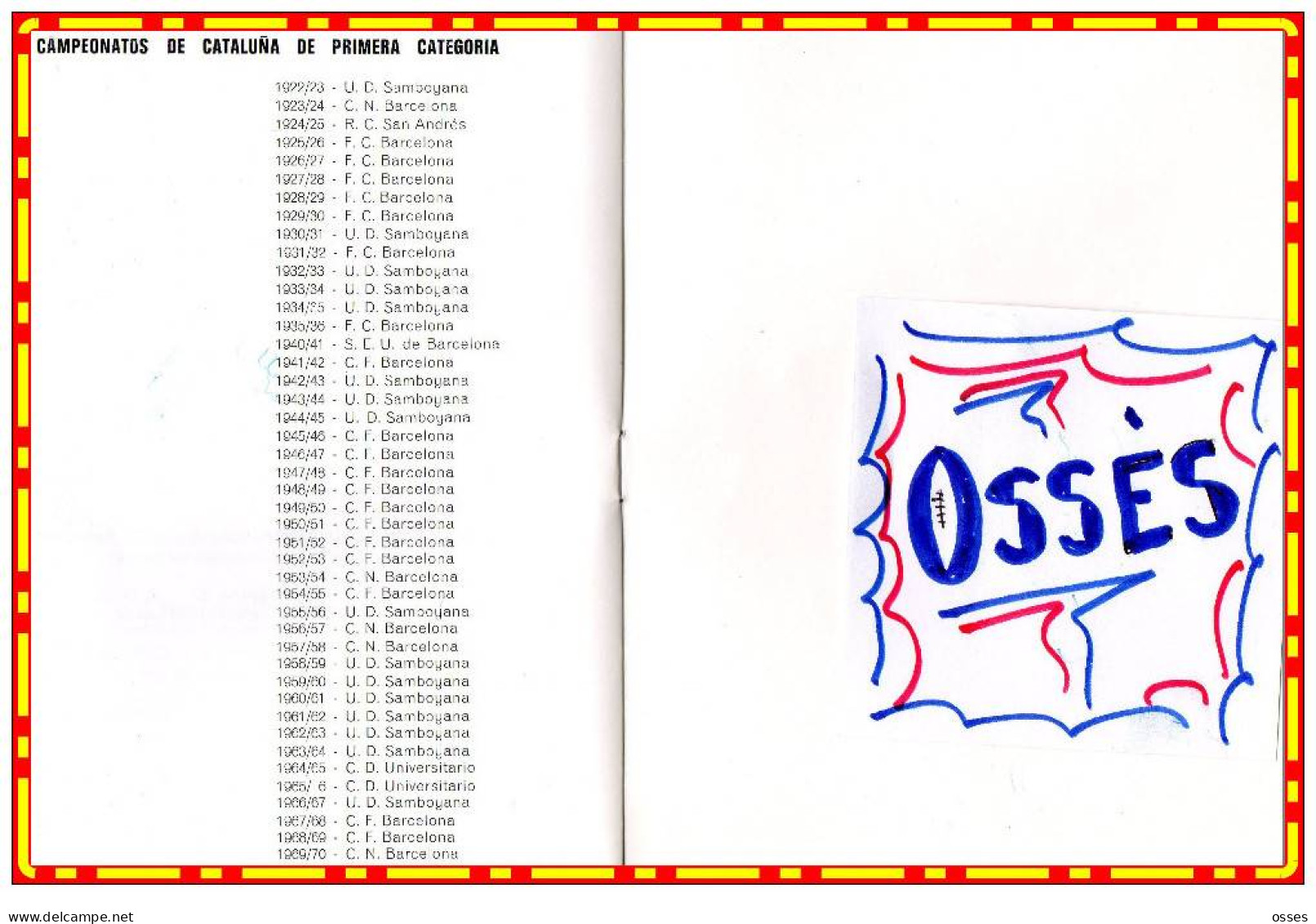 - FEDERATION CATALANA de RUGBY 1922-1972 "Tournoi du Cinquantenaire" (rectos versos)