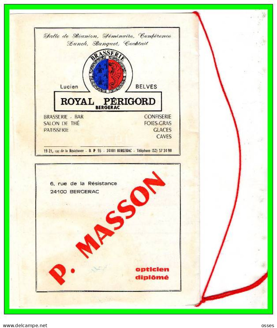 FFR.FRANCE ROUMANIE MILITAIRE.18 Avril1976 Bergerac.Programme Officiel(rectos Verso) - Rugby