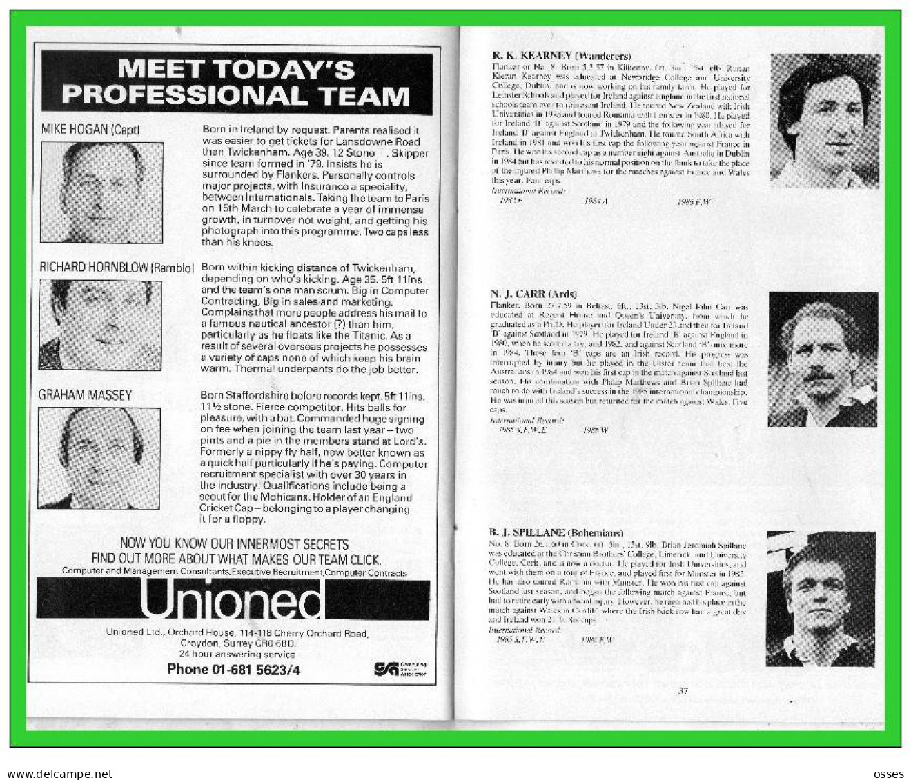 Official Programme.ENGLAND V IRELAND Twickenham Saturday 1st.March 1986 (rectos versos)