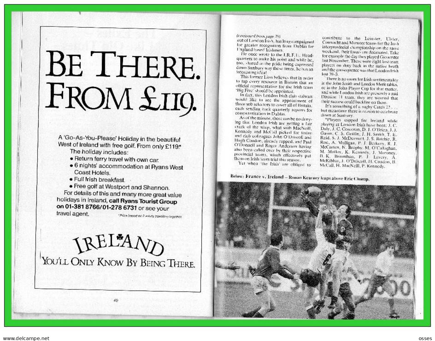 Official Programme.ENGLAND V IRELAND Twickenham Saturday 1st.March 1986 (rectos versos)