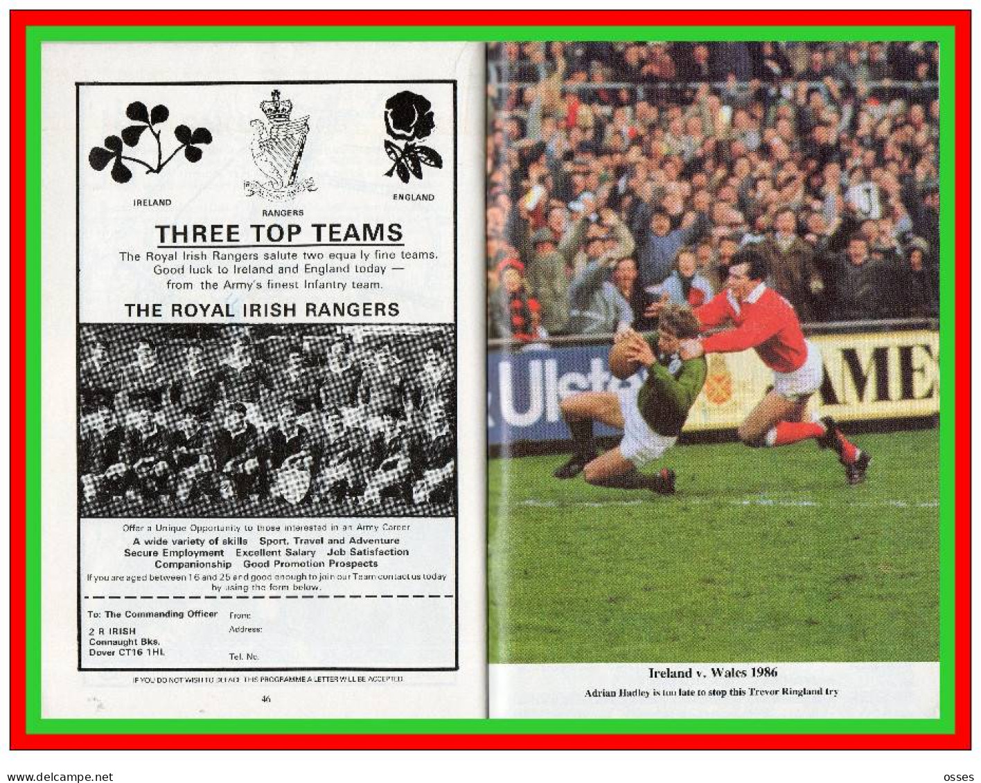 Official Programme.ENGLAND V IRELAND Twickenham Saturday 1st.March 1986 (rectos versos)