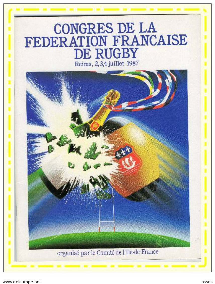 - CONGRES DE LA FEDERATION FRANCAISE DE RUGBY Reims 2.3.4. 1987.(rectos Versos) - Rugby