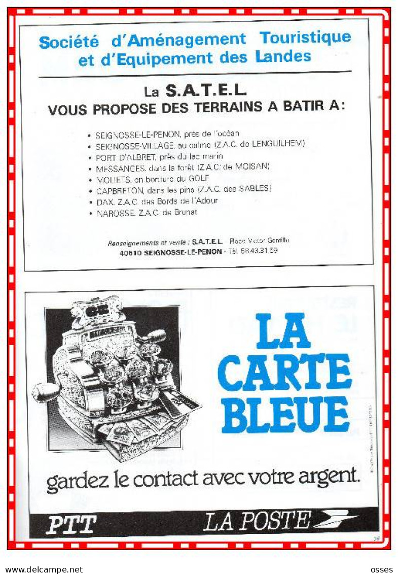 F.F.Rugby 67eme Assemblée Générale DAX les 26.27.et 28 Juin 1986 (40 pages rectos versos)