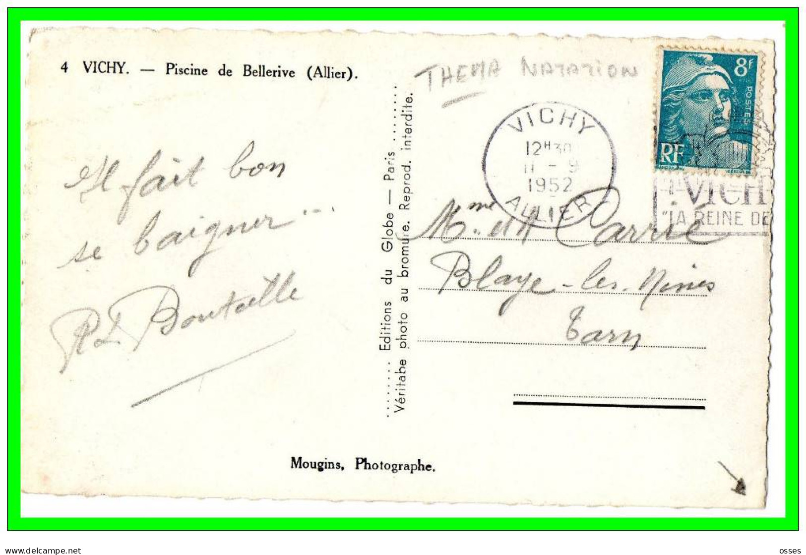 4- VICHY - Piscine De Bellerive - (Allier) (recto Verso) - Swimming