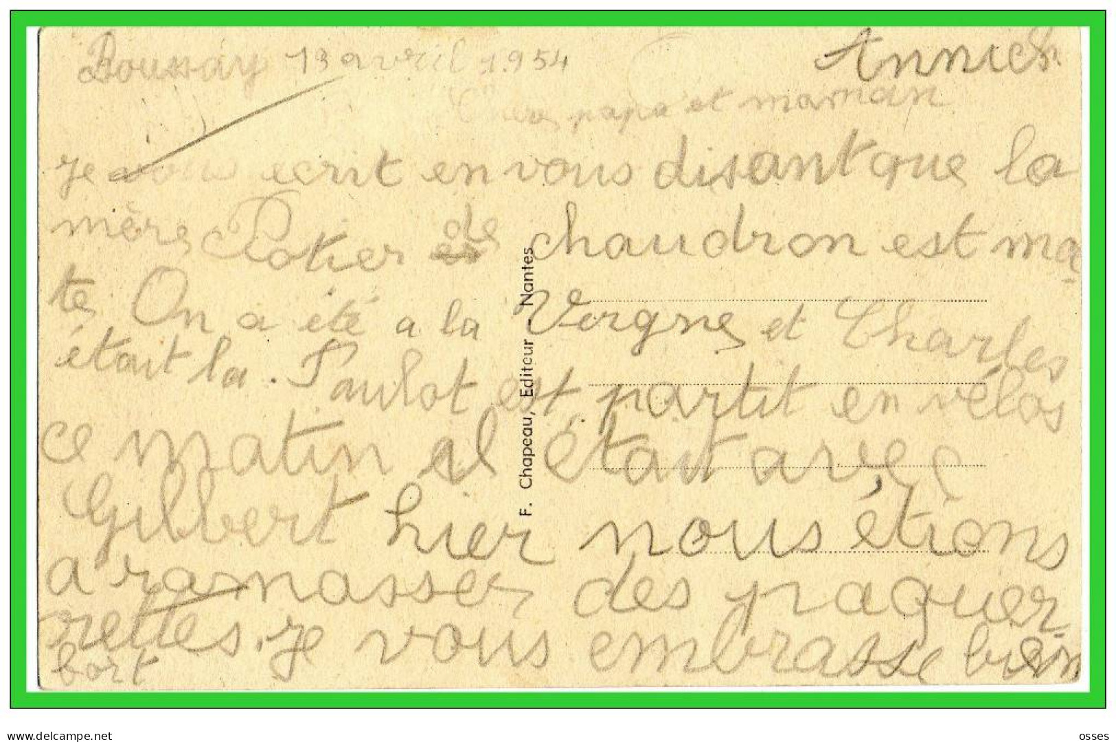 -DEUX C.P.A.Boussay Sur Sèvre .(Loire Inf.) La Sèvre Et Le Village De Bapaume (rectos Versos) - Boussay