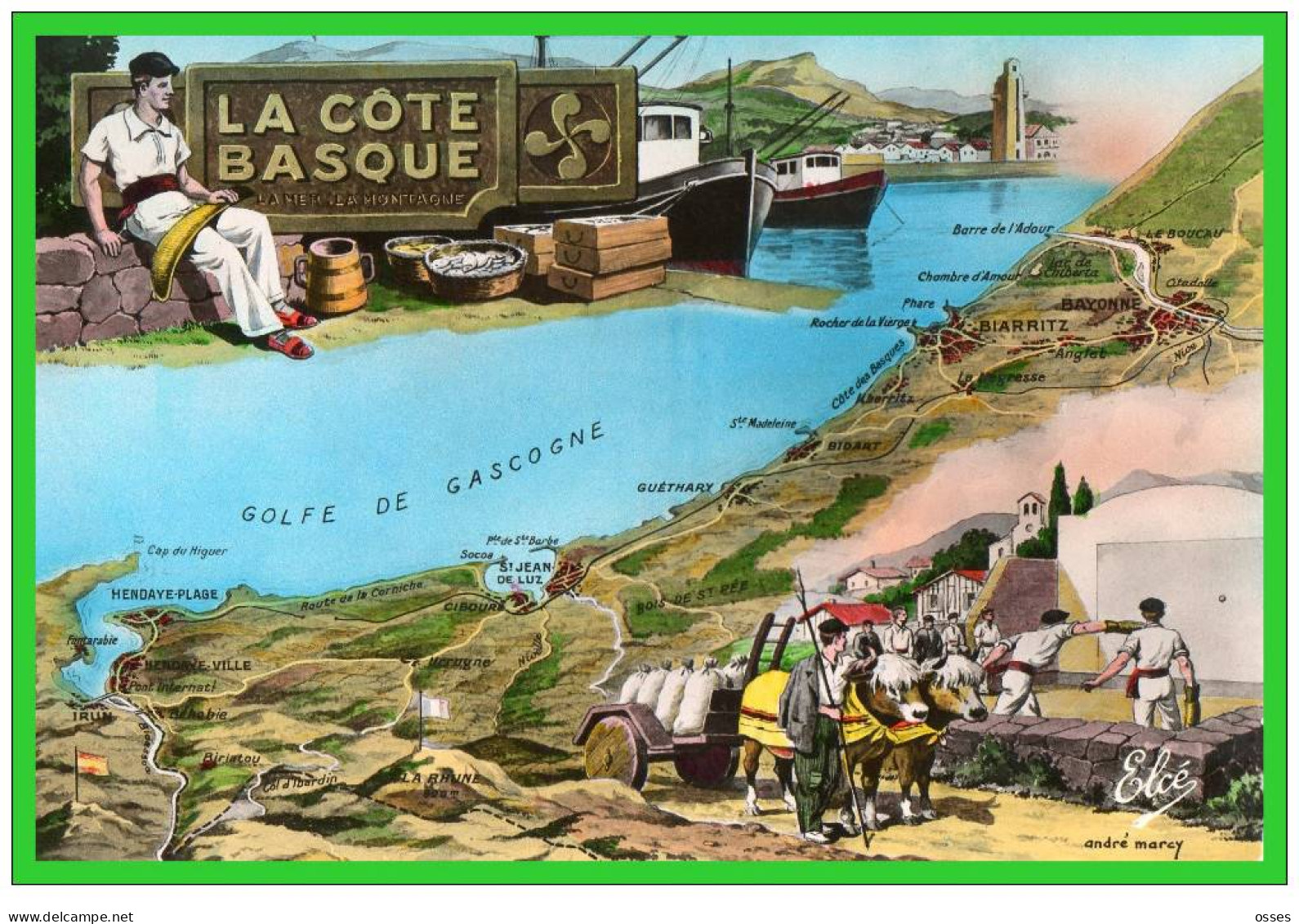 LA COTE BASQUE. Carte Géographique.. " Le Boucau" (recto Verso) - Boucau