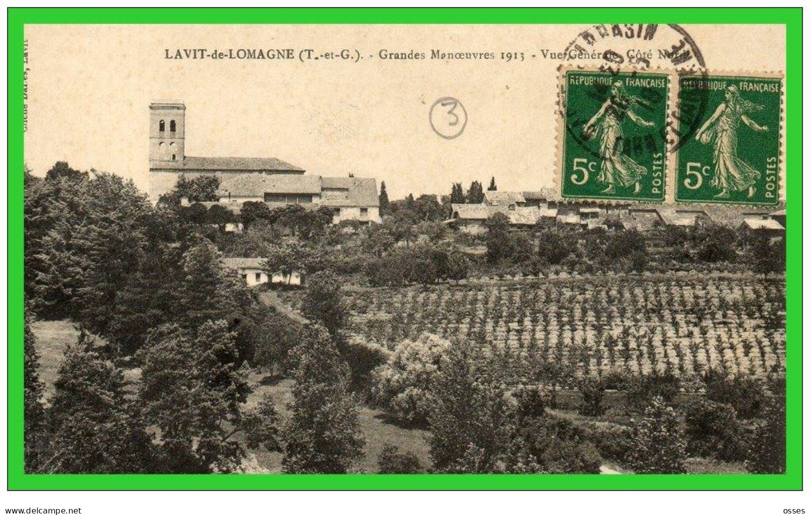 TROIS C.P.A.Lavit De Lomagne.Grandes Manoeuvres1913.Rue De L'Industrie.Mairie.Vue.(rectos Versos) - Lavit