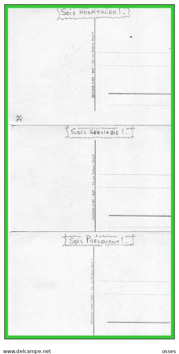 N°2-TROIS C.P.-Scoutisme Soit Hospitalier..Prevoyant..Serviable..(rectos Versos) - Scoutisme