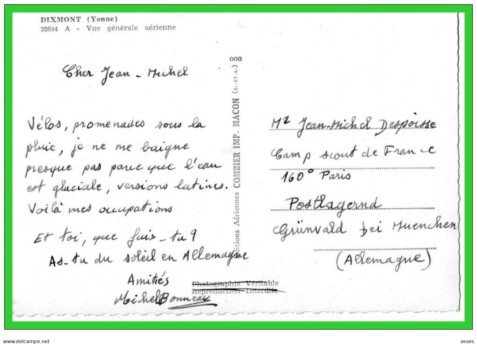 DEUX C.P.A DIXMONT (Yonne) Vue Générale.Vue Générale Aérienne.(rectos Versos) - Dixmont