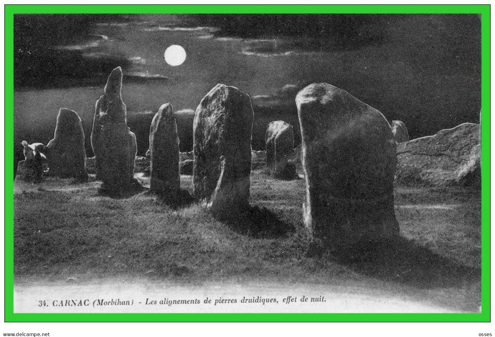 CARNAC- (Morbihan)-Les Alignements De Pierres Druidiques,effet De Nuit..(recto Verso) - Dolmen & Menhirs