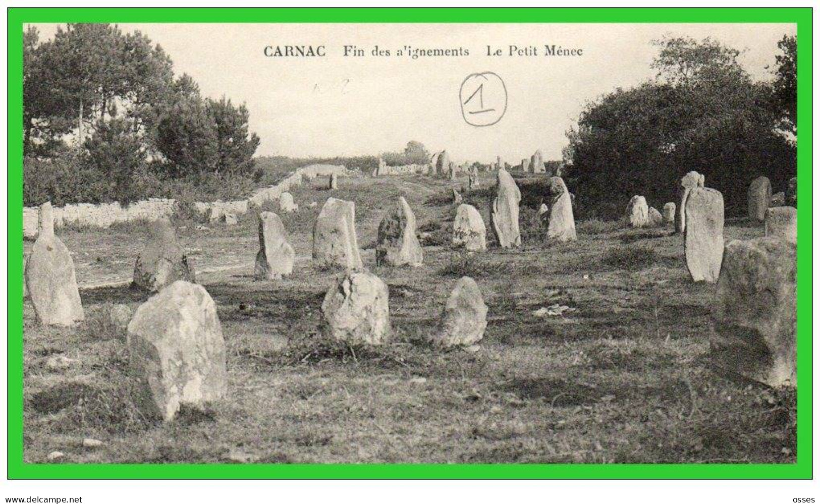 DEUX C.P.A.CARNAC.Alignements1 169 Menhirs-Fin Des Alignements Du Petit Ménec.(rectos Versos) - Dolmen & Menhirs