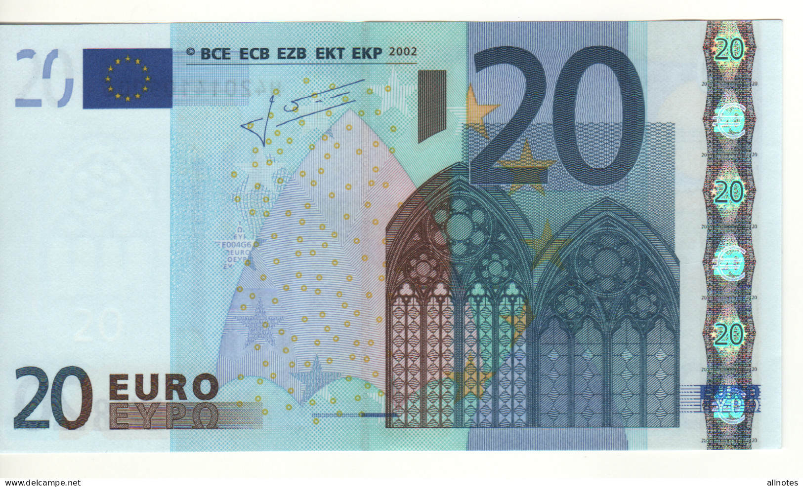 20 EURO  "H"  Slovenia     Firma Trichet     E 004 G6   /  FDS - UNC - 20 Euro