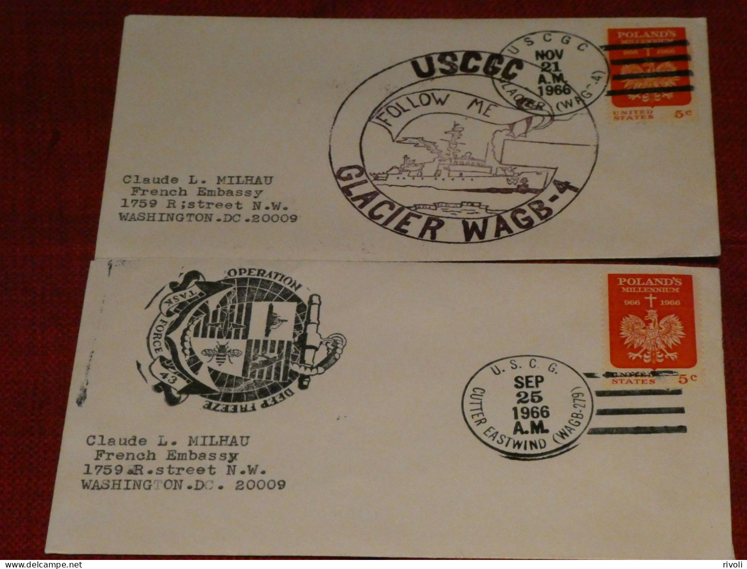 ETATS-UNIS : 1966 - FDC Poland's Millenium - Uscgc Glacier Wagb-4 - 1951-1960