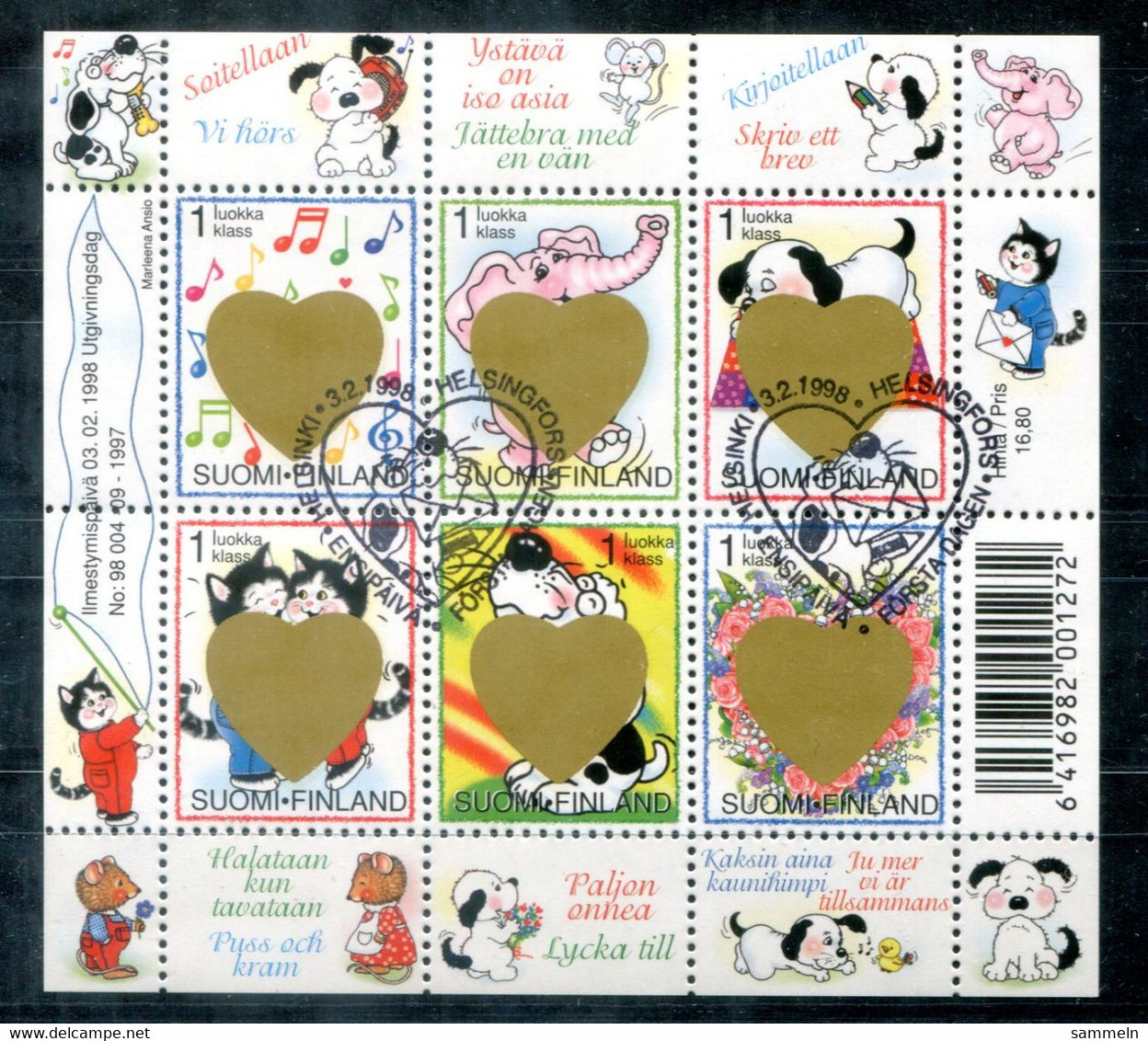 FINNLAND Block 18, Bl.18 FD Canc. - Valentinstag, Valentines Day, Saint Valentin  - FINLAND / FINLANDE - Blocs-feuillets