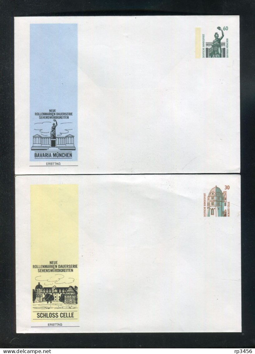 "BUNDESREPUBLIK DEUTSCHLAND" 2 Privat-Ganzsachenumschlaege "Schloss Celle" Und "Bavaria Muenchen" ** (0065) - Enveloppes Privées - Neuves