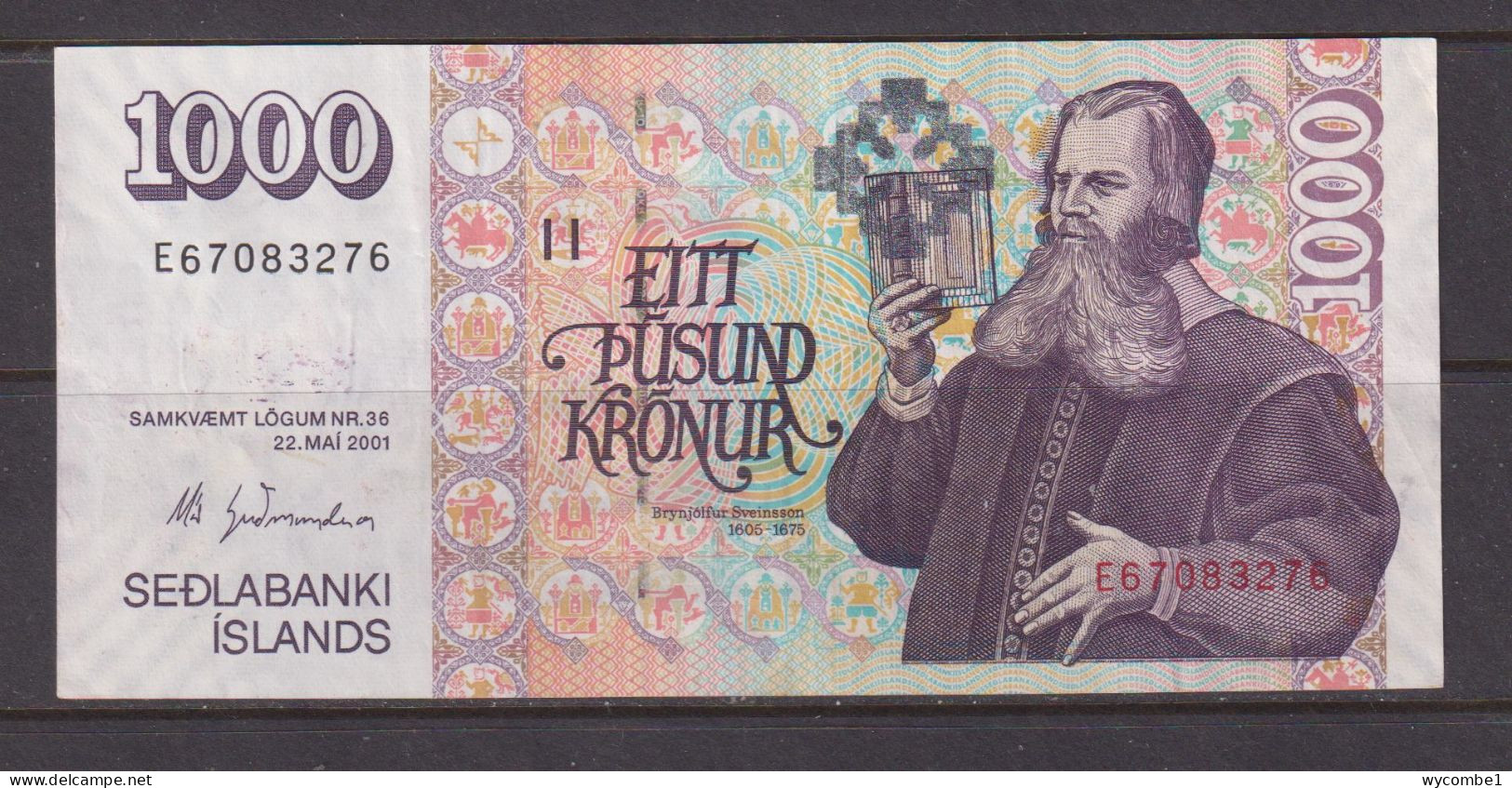 ICELAND -  2001 1000 Kronur Circulated  Banknote - Islande