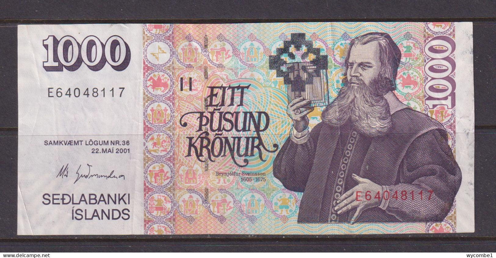 ICELAND -  2001 1000 Kronur Circulated  Banknote - Iceland