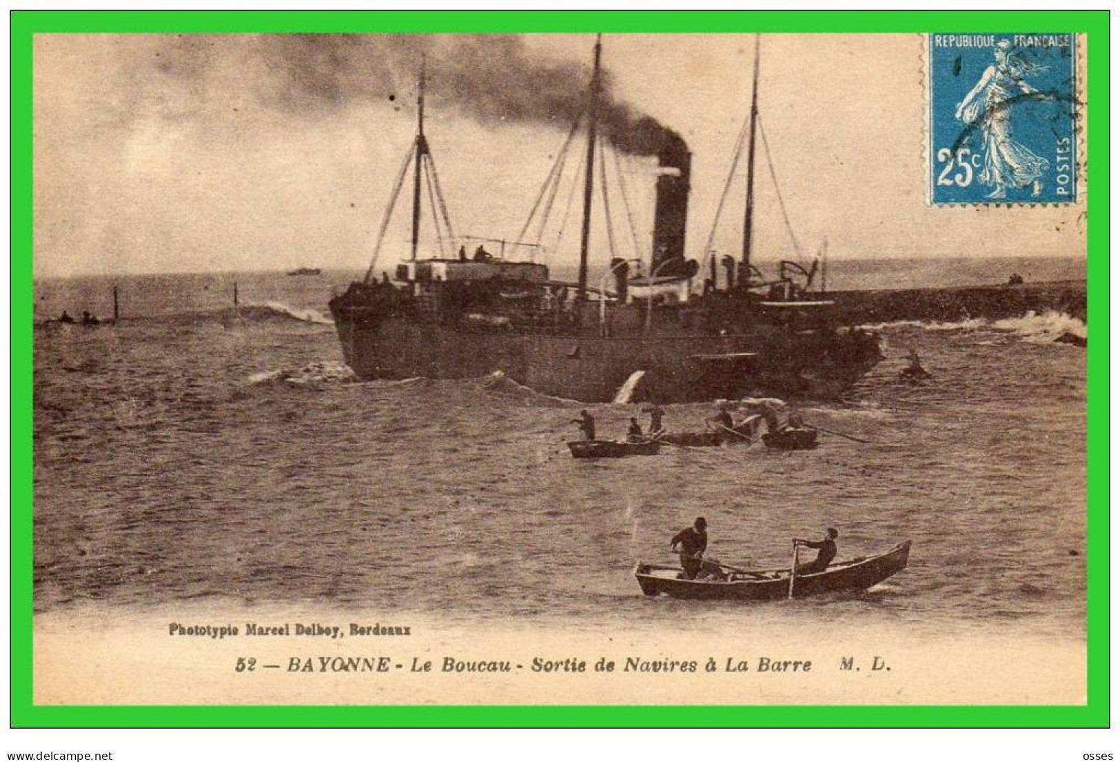 "BOUCAU"-52-BAYONNE-Le Boucau-Sortie De Navires à La Barre  .(recto Verso) - Boucau