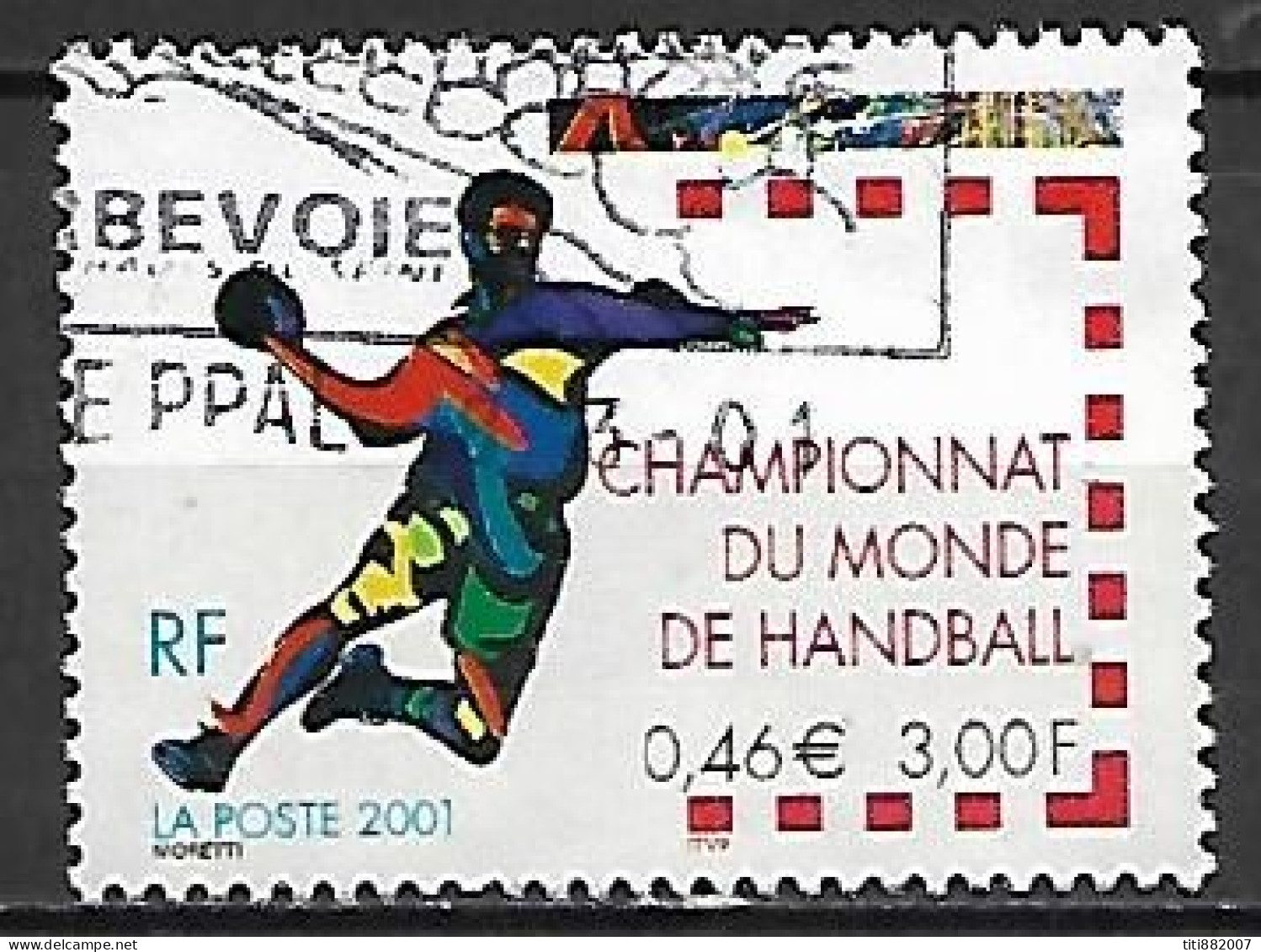 FRANCE   -  2001 .  Y&T N° 3367 Oblitéré.   HAND-BALL - Hand-Ball