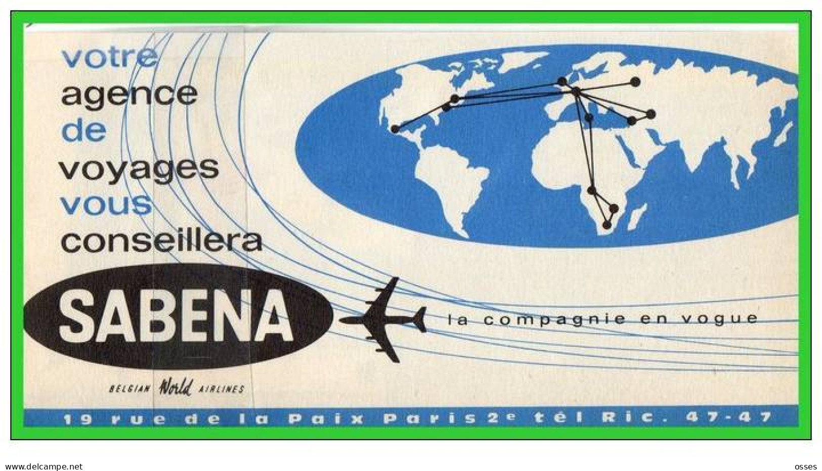 Cie.SABENA 1961/1962 - Billet De Passage Et Bulletin De Bagages....(recto Verso) - Europa