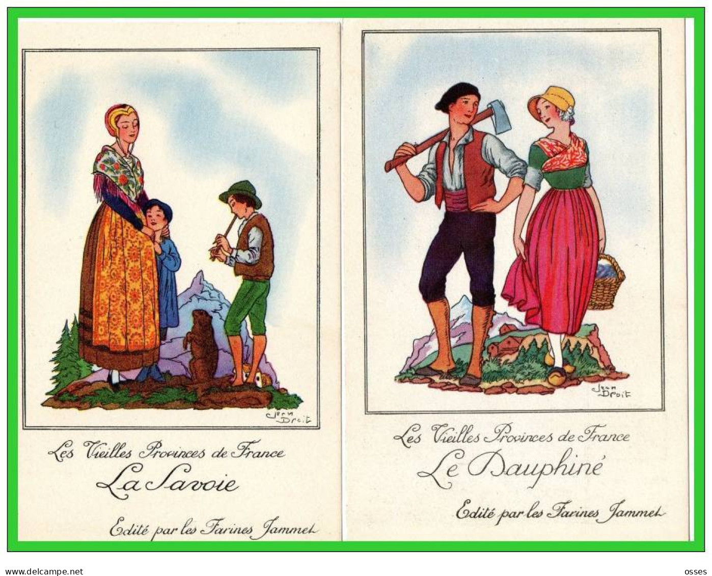 Deux Illustrations Les Vieilles Provinces De France- Jean Droit- La Savoie -Le Dauphiné ( 2rectos 1 Verso) - Droit