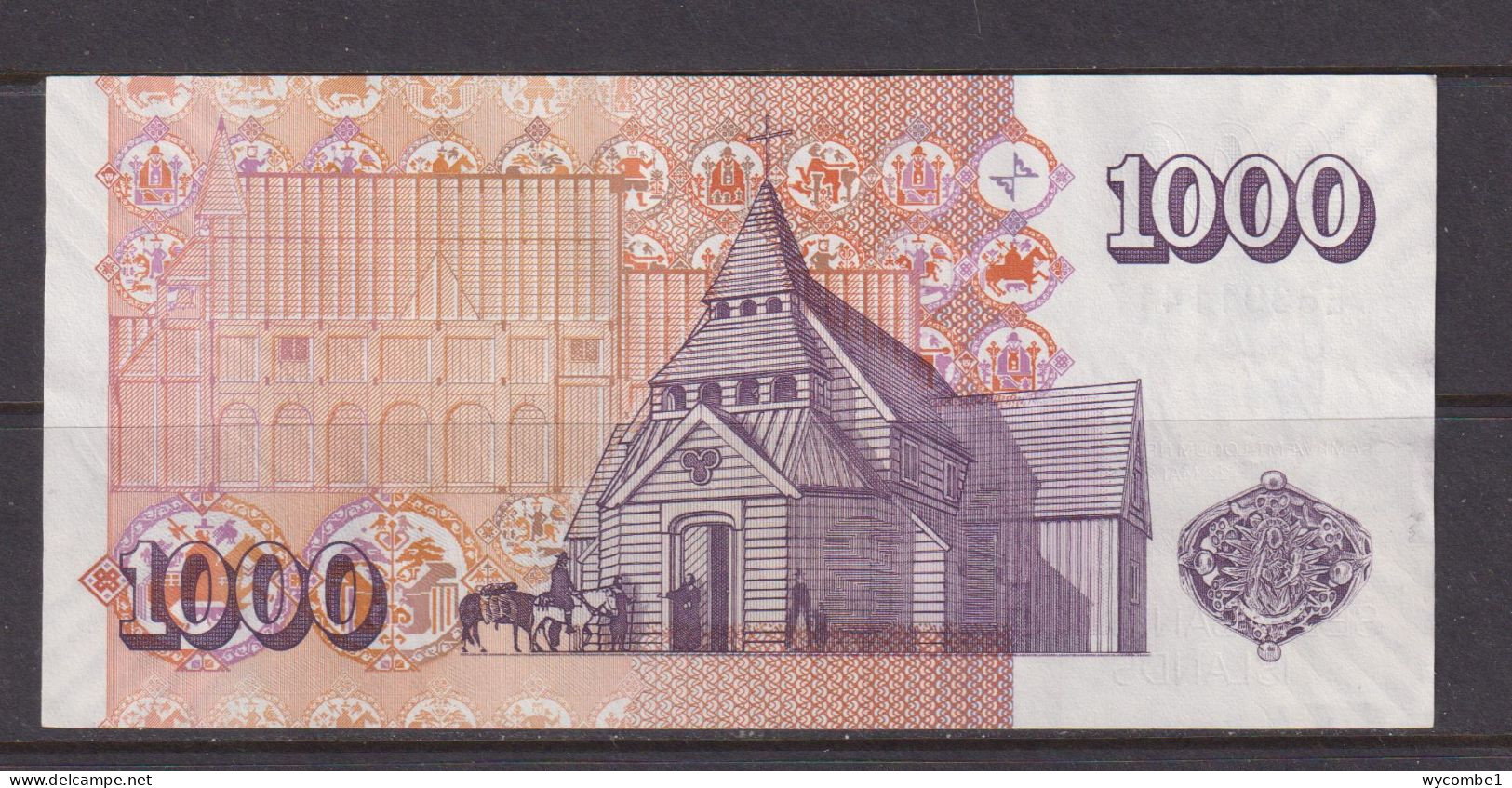 ICELAND -  2001 1000 Kronur Circulated  Banknote - Islande